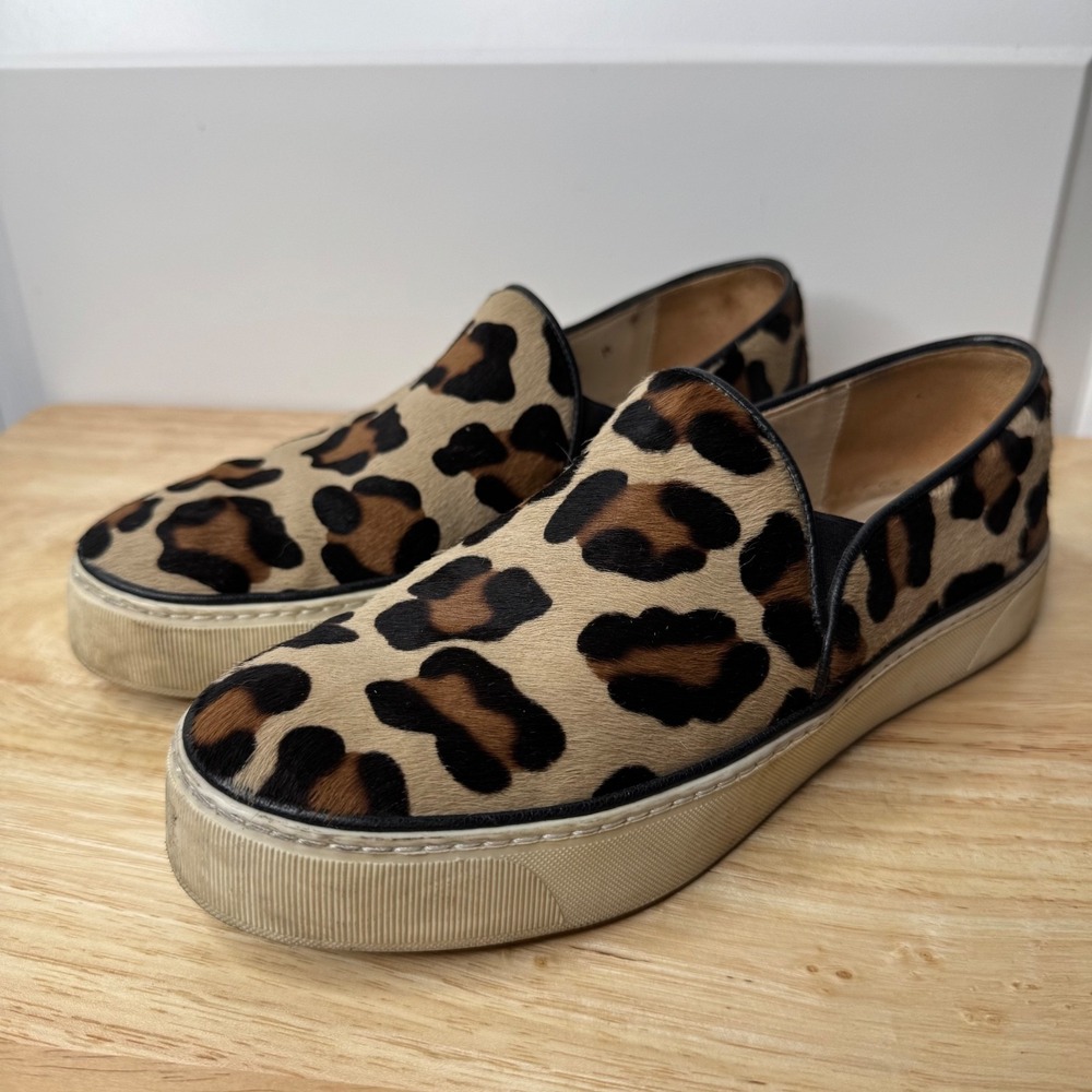 Stuart Weitzman Sneaker Women's Sz 6 Leopard Daryl Calf Hair Slip On